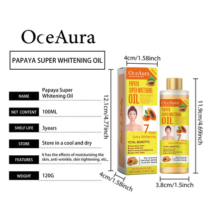 Papaya Super Whitening Oil Face & Body Moisturizer Nourishing Whitening Body Oil Body Massageskin Papaya Oil 3.38 Oz